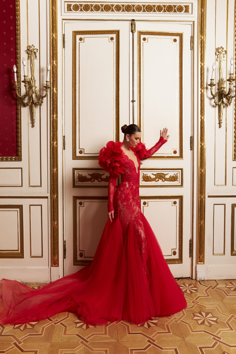 robe de soiree haute couture rouge