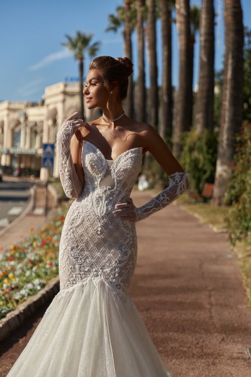 Robe de mariée dentelle croisillons