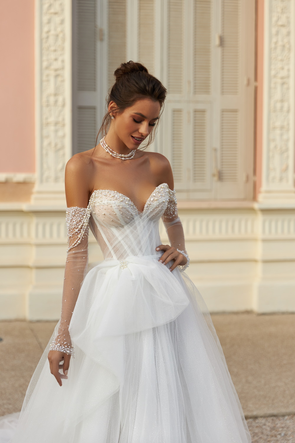 robe de mariee bustier coeur avec perles